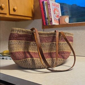 Beautiful Artisan Woven Basket Tote-18x15